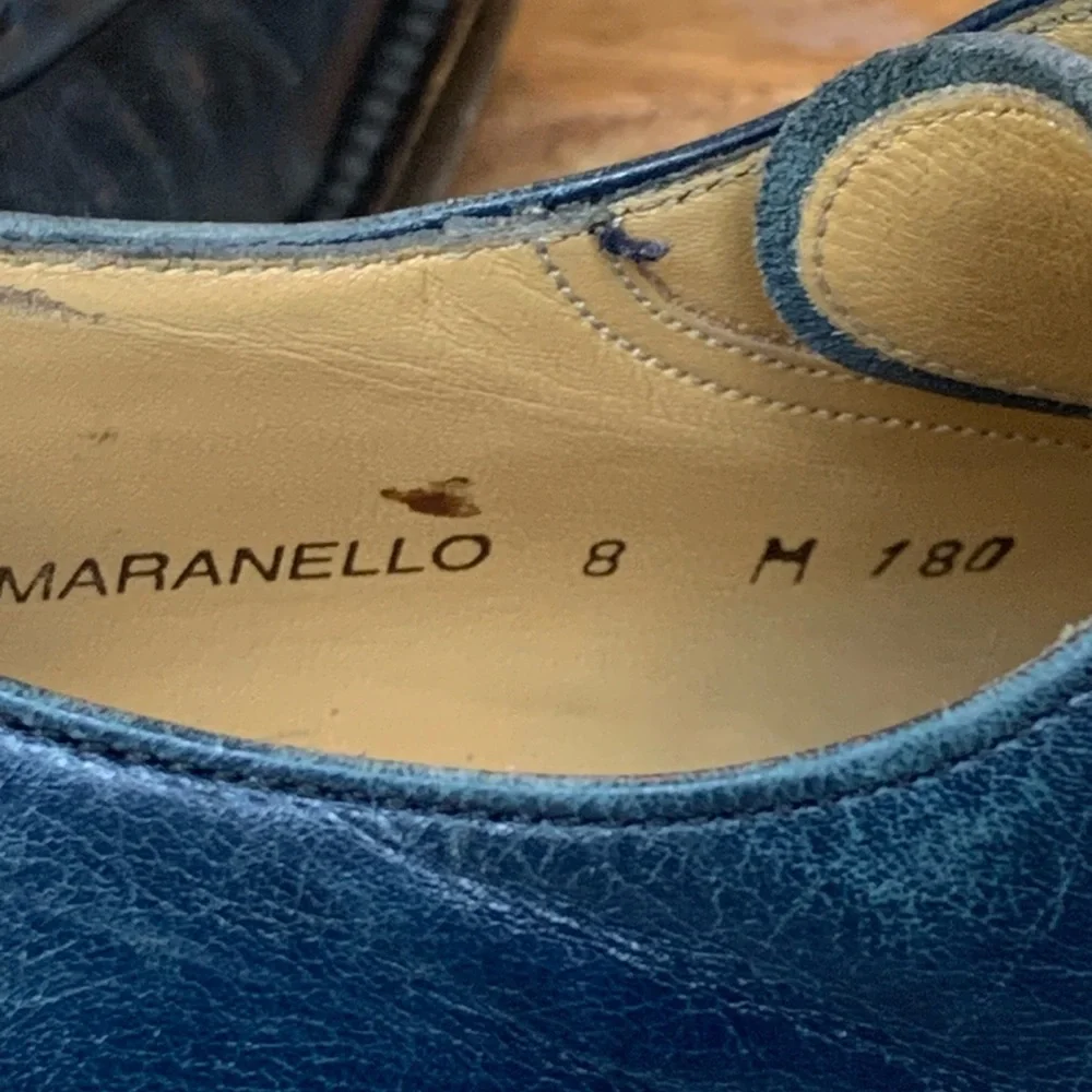 Mezlan Maranello Dark Navy Blue Leather Lace Oxford Dress Shoes‎ Men’s 8 M Spain
